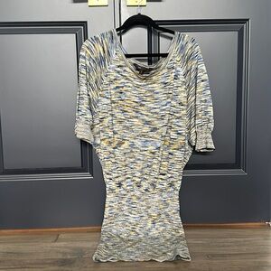 BCBGMAXAZRIA Yellow and Blue Silk Dress